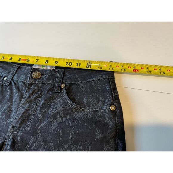 Beija Flor Jeans Audrey Slimming Ankle Black Snakeskin Print Stretch Size 2 Edgy - Picture 9 of 11